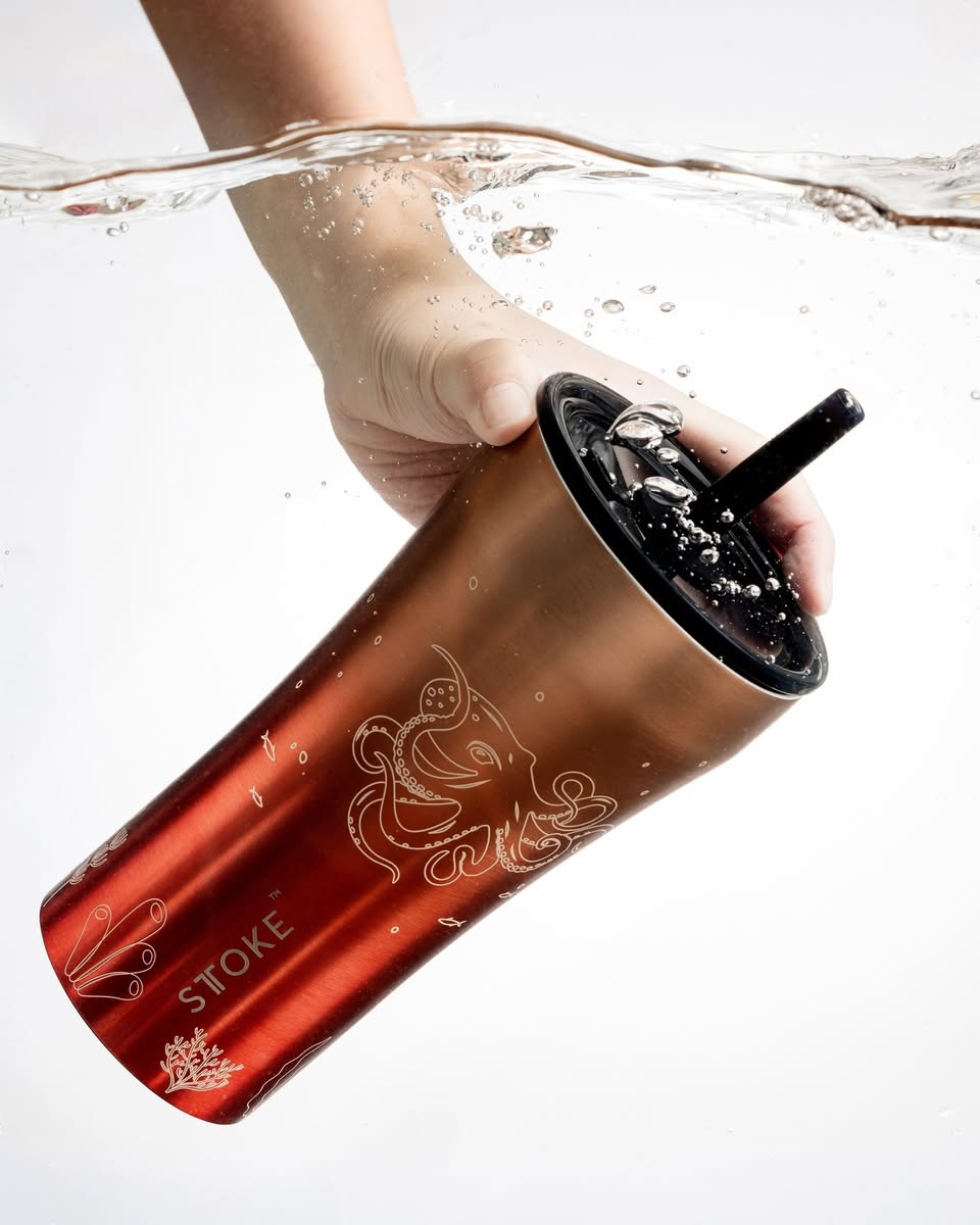 STTOKE Ocean Series tumbler with octopus design