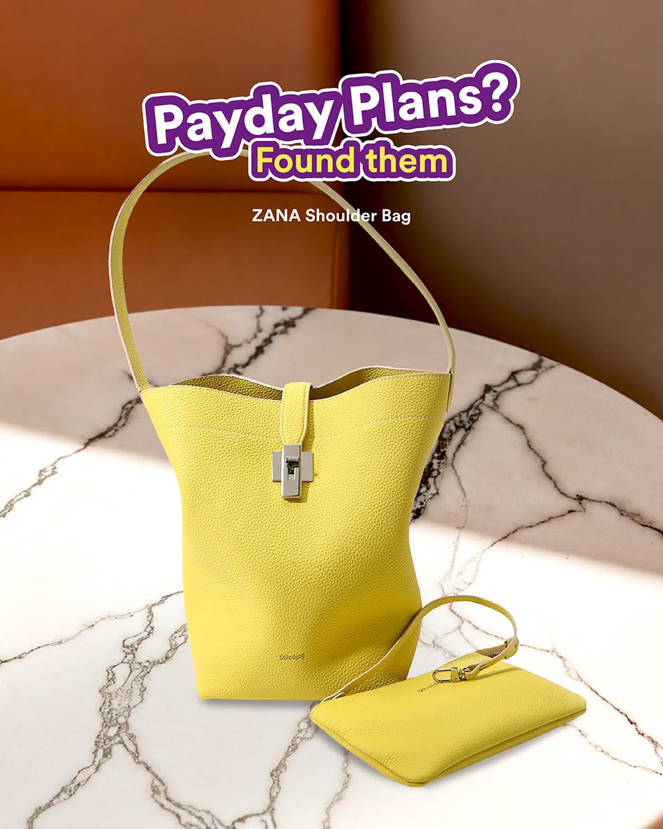ZANA Shoulder Bag in yellow with matching wallet