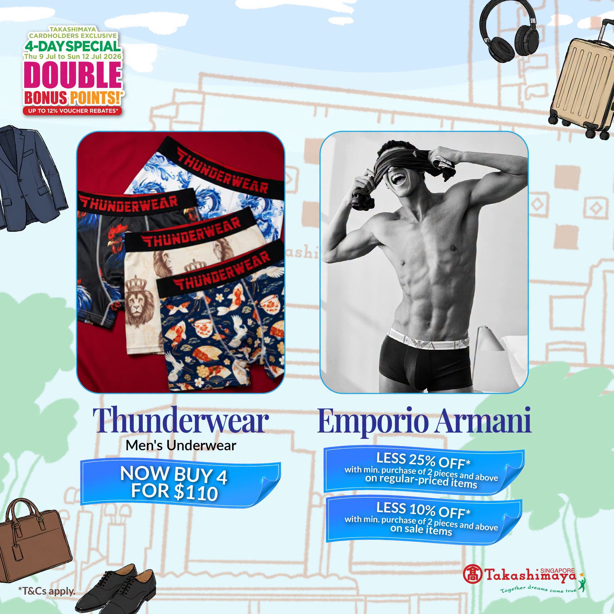 Thunderwear and Emporio Armani promotions at Takashimaya