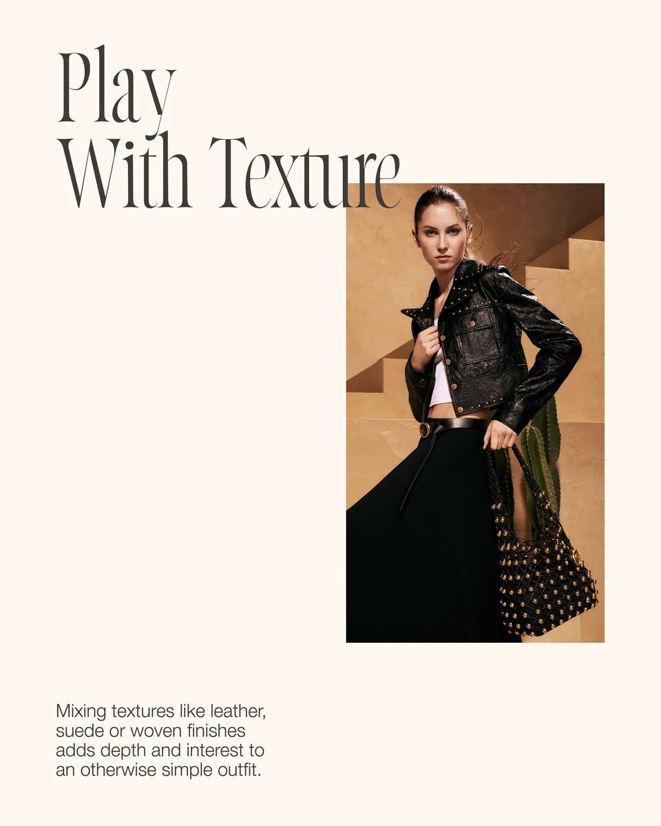 Black studded leather jacket outfit from Michael Kors