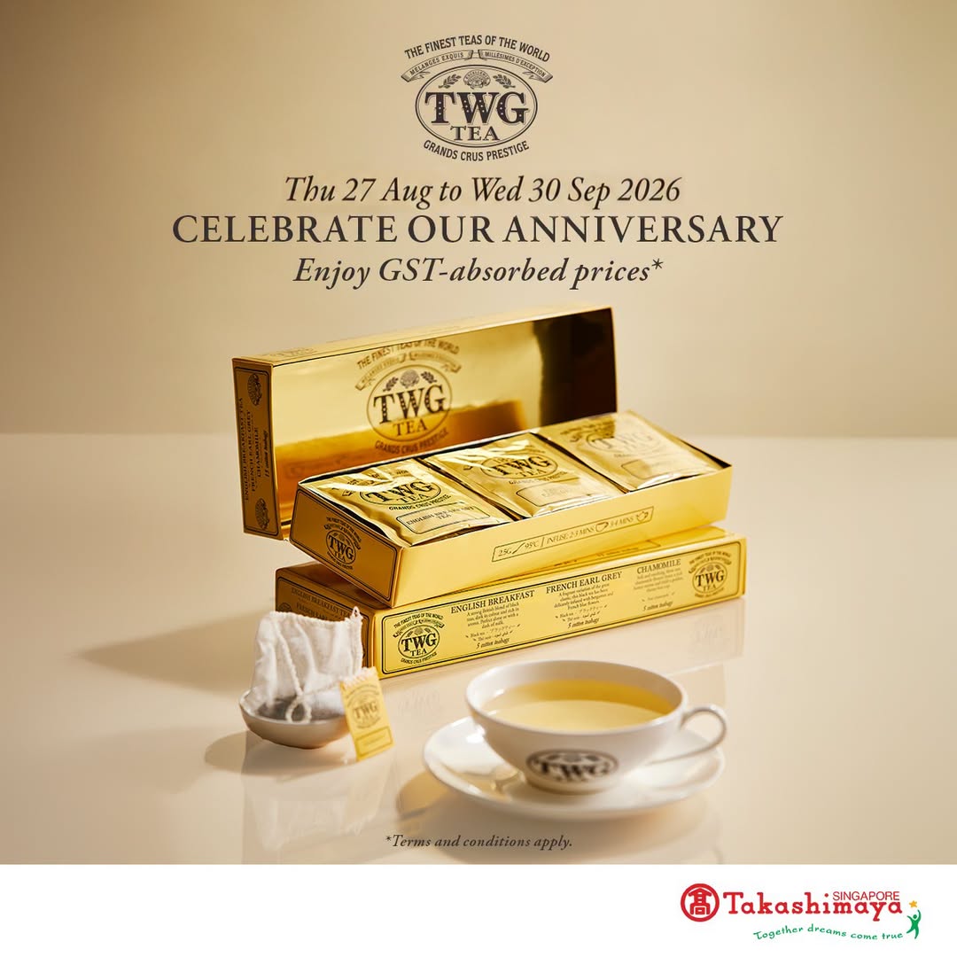 TWG Tea 18th Anniversary: GST-Absorbed Prices at Takashimaya B2 Boutique