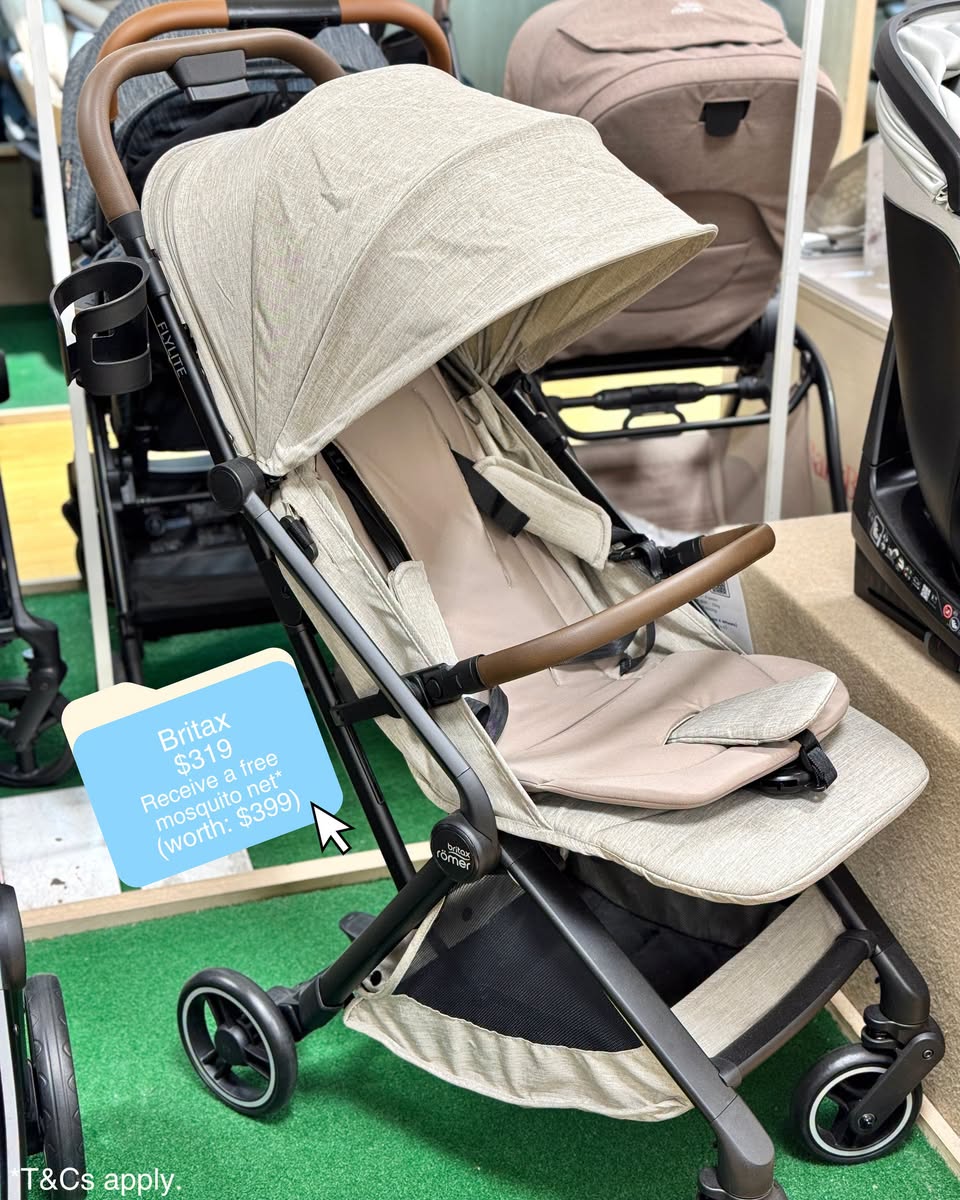 Britax stroller in beige at Takashimaya