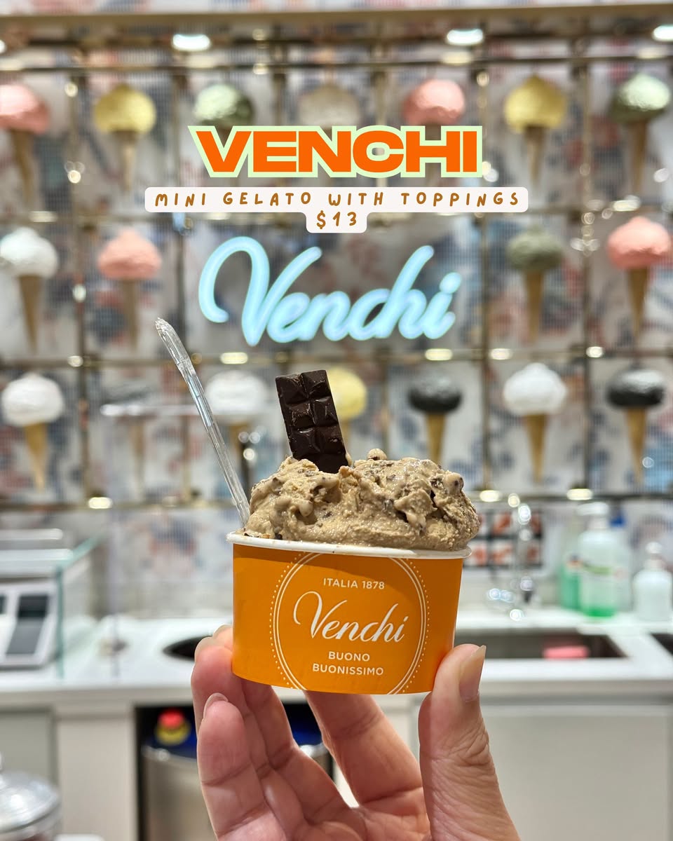 Venchi mini gelato with toppings priced at $13