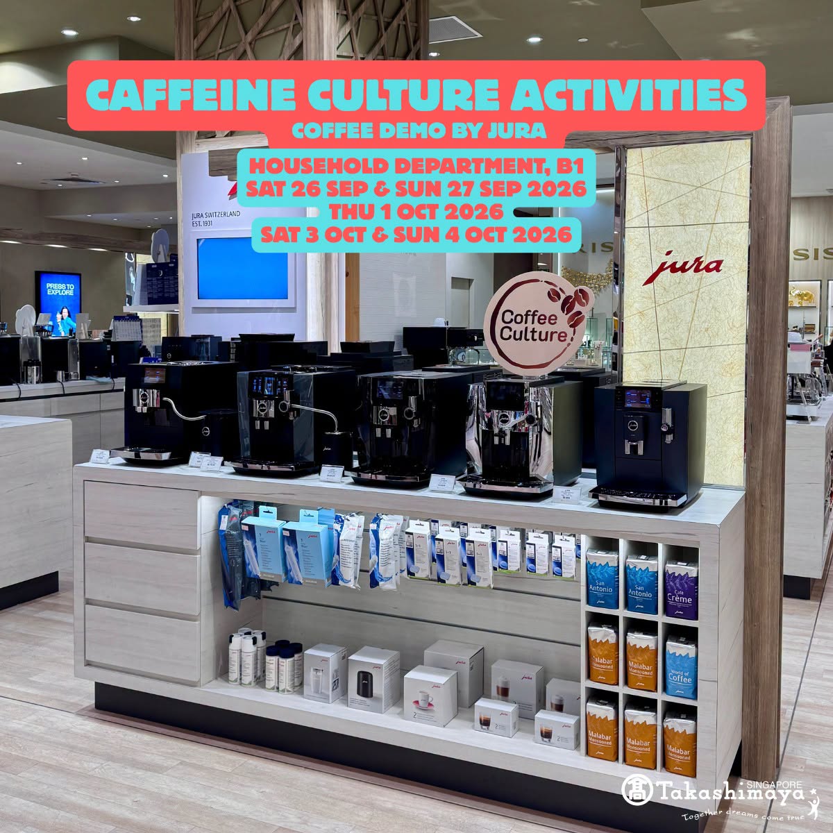JURA coffee demo at Takashimaya