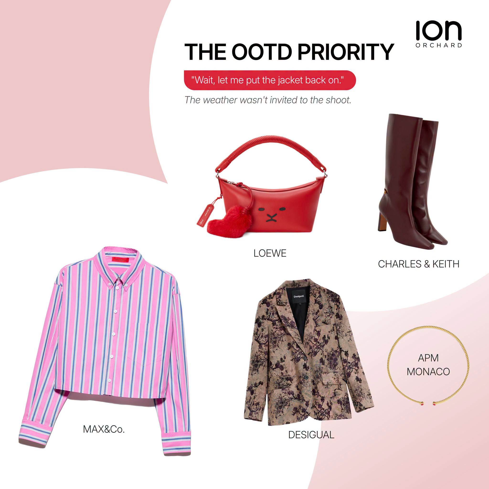 OOTD Priority outfit featuring Loewe, Charles and Keith, MAX and Co, Desigual and APM Monaco