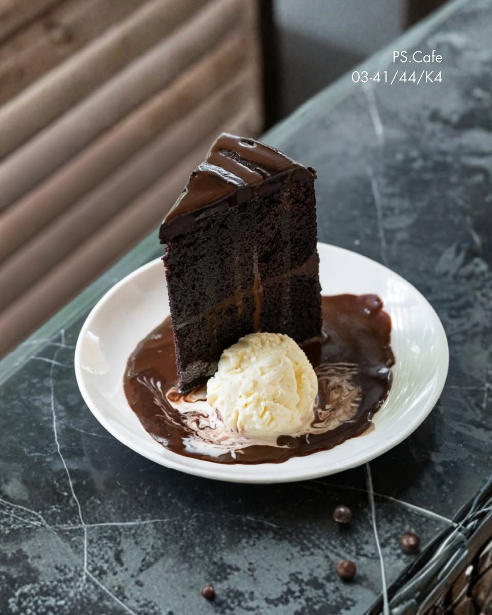 PS.Cafe chocolate cake slice