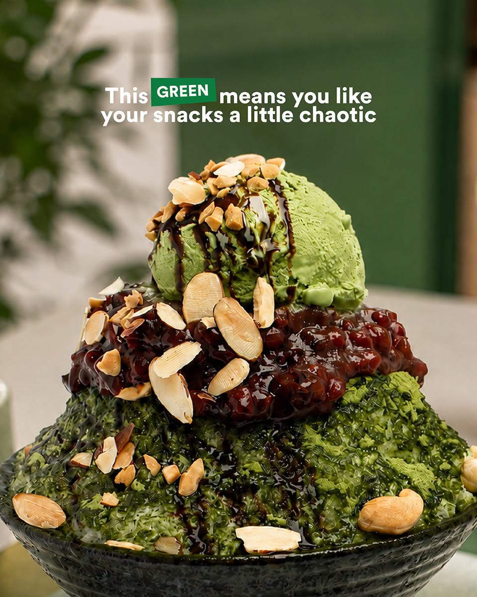 Green matcha shaved ice dessert at 313@somerset