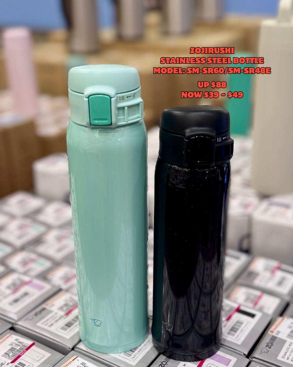 Zojirushi stainless steel bottles at Home Living Bonanza