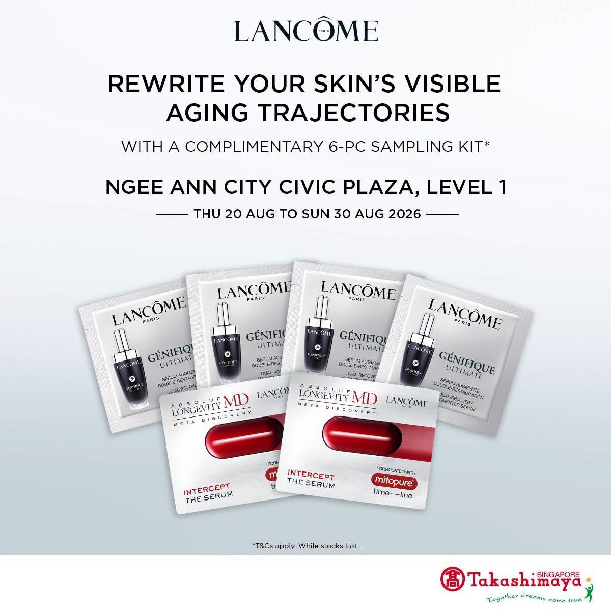 Lancome 6-piece sampling kit promotion at Takashimaya Singapore