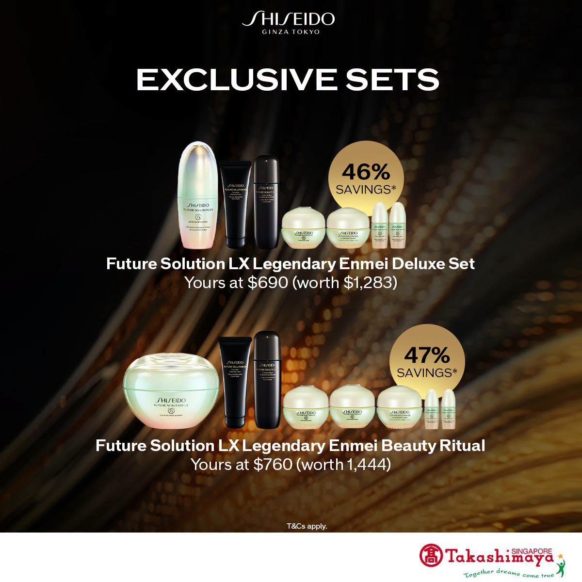 Shiseido Future Solution LX Legendary Enmei sets at Takashimaya