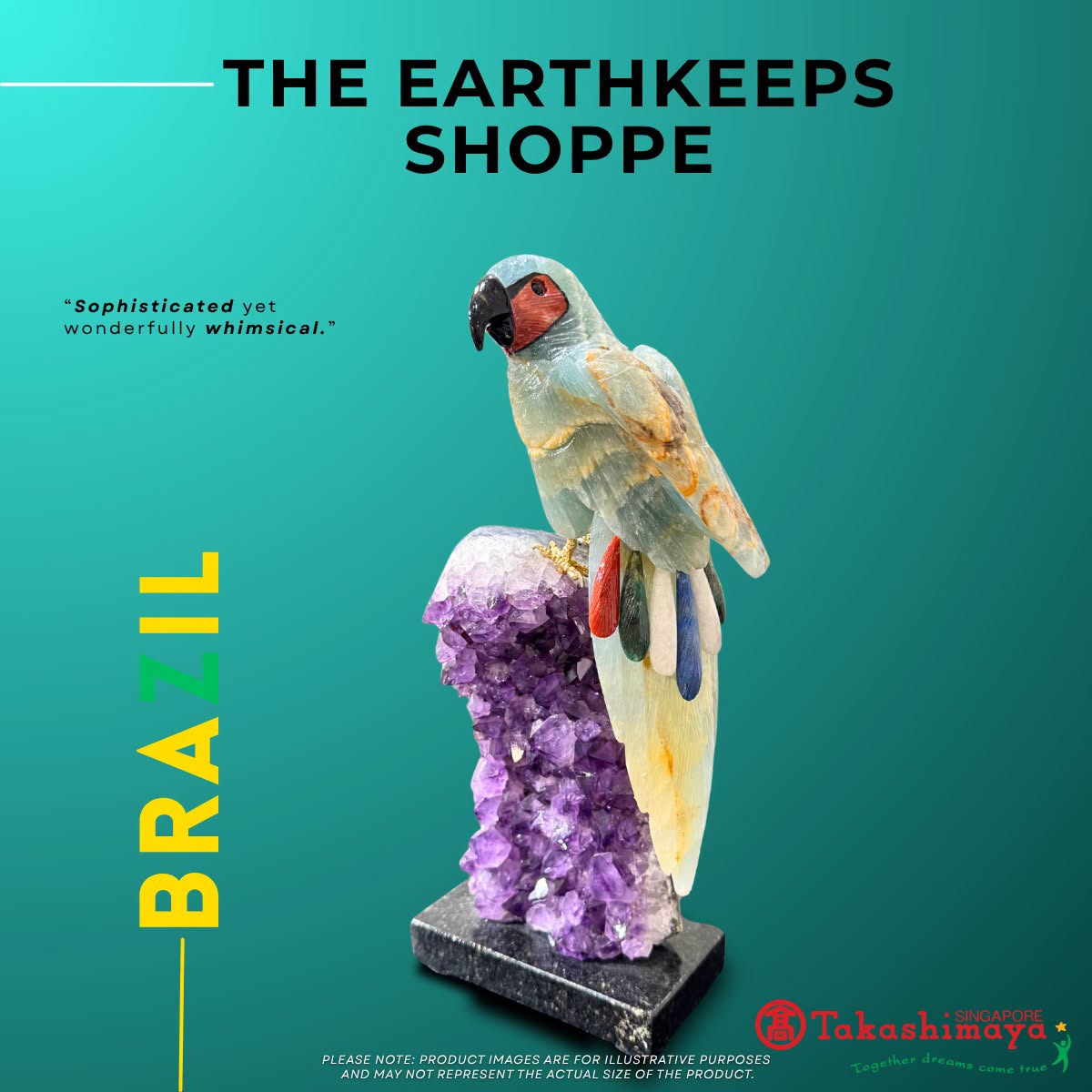 Crystal Bird and Cypress Wood display at Takashimaya
