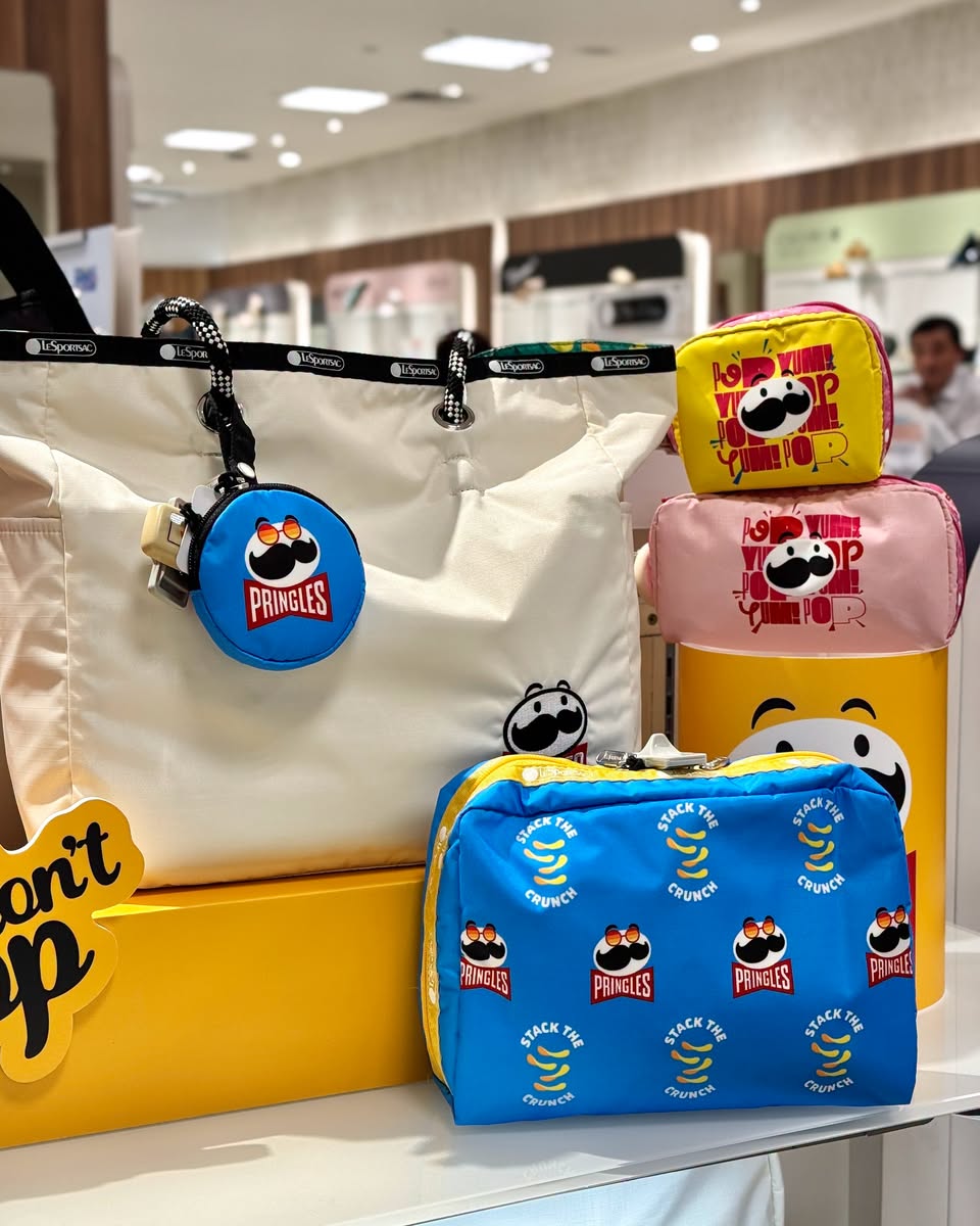 Pringles Stack the Crunch tote bag, keychain charm and pouches