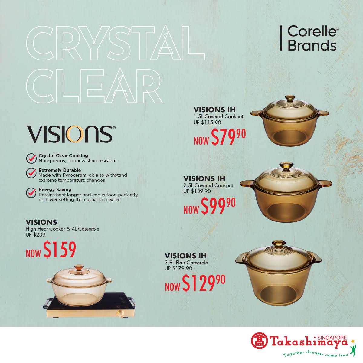 Visions cookware on sale at Takashimaya