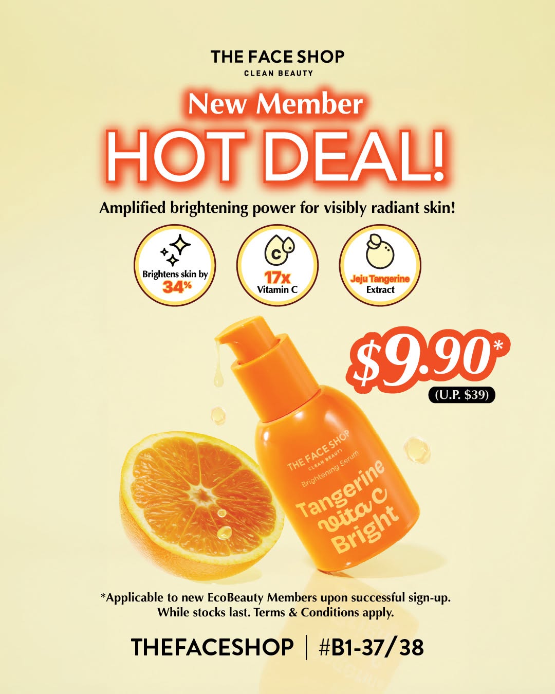 THE FACE SHOP Tangerine Vita C Brightening Serum new member deal at Wisma Atria