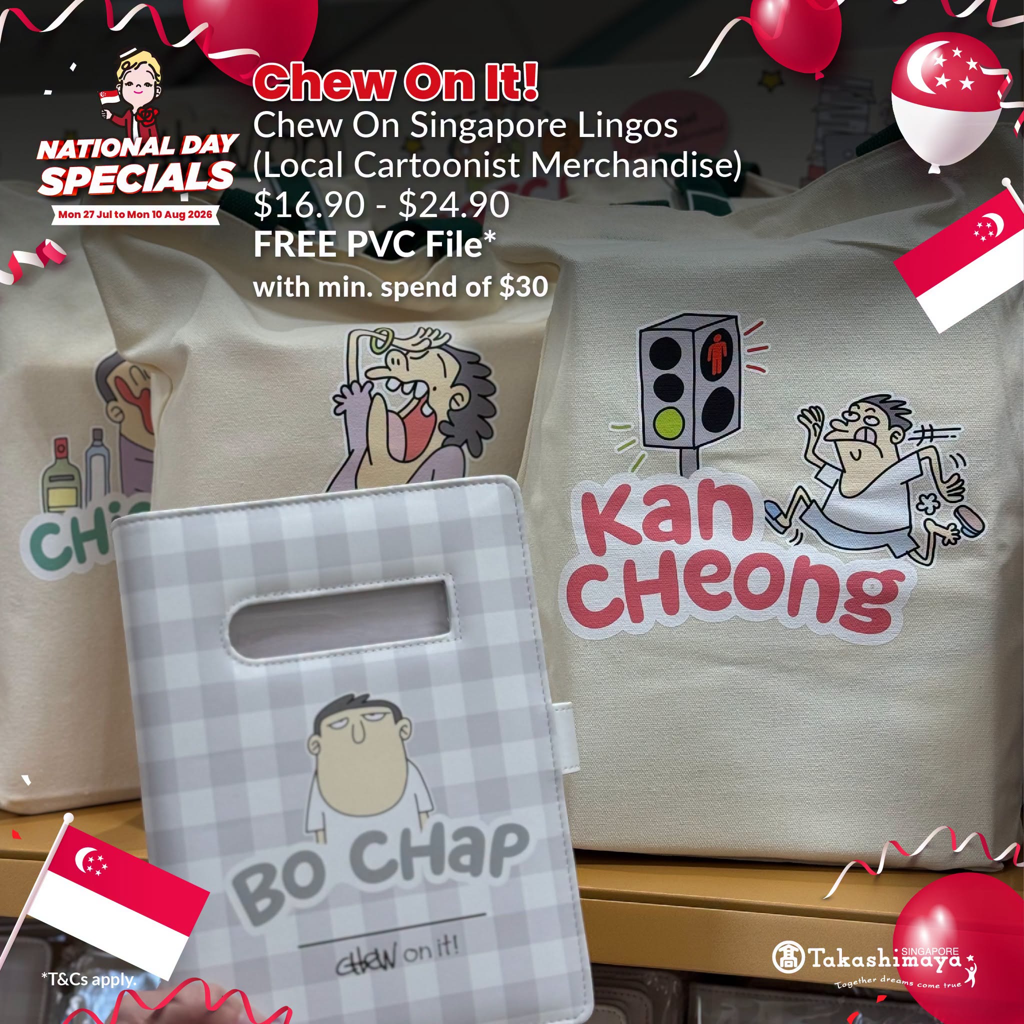 Chew On Singapore Lingos merchandise at Takashimaya
