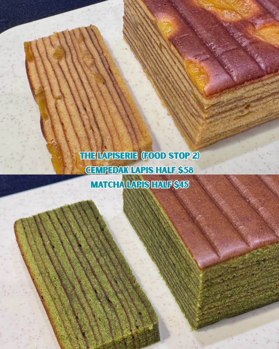 The Lapisserie Cempedak and Matcha Lapis cakes