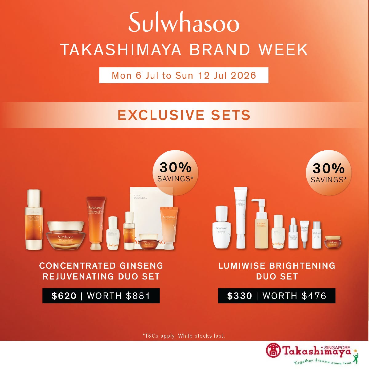 Sulwhasoo Brand Week at Takashimaya: Up to 53% Savings and 11-Pc Gift Worth $298