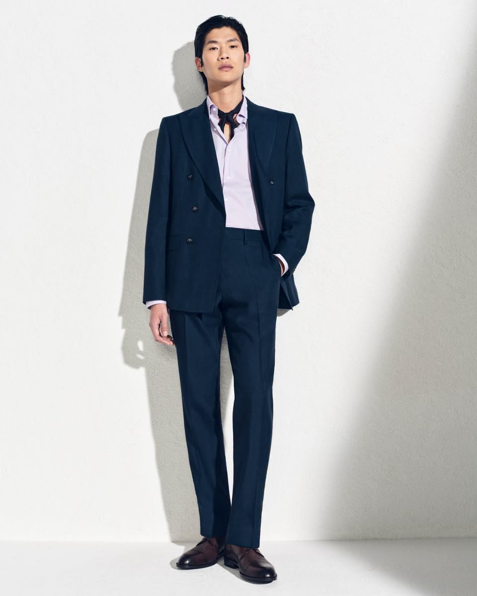 BOSS navy double-breasted suit