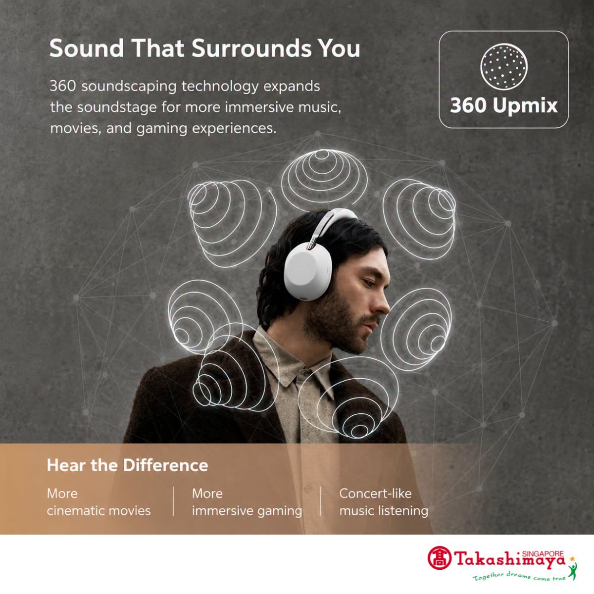 Sony 1000X THE COLLEXION 360 Upmix technology with soundwave graphics at Takashimaya Singapore
