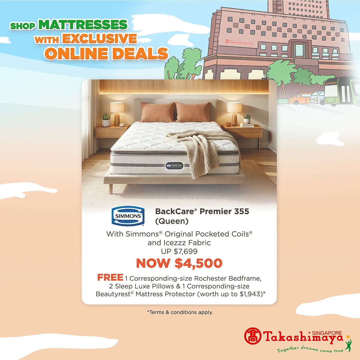 Simmons BackCare mattress at Takashimaya