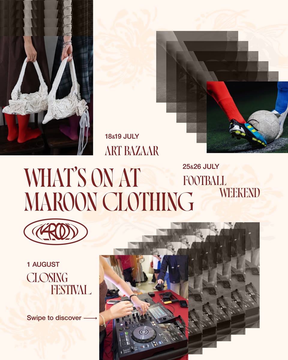 Maroon Clothing pop-up at Mandarin Gallery
