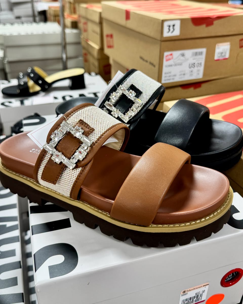 Platform sandals on display at Takashimaya Talking Hall sale