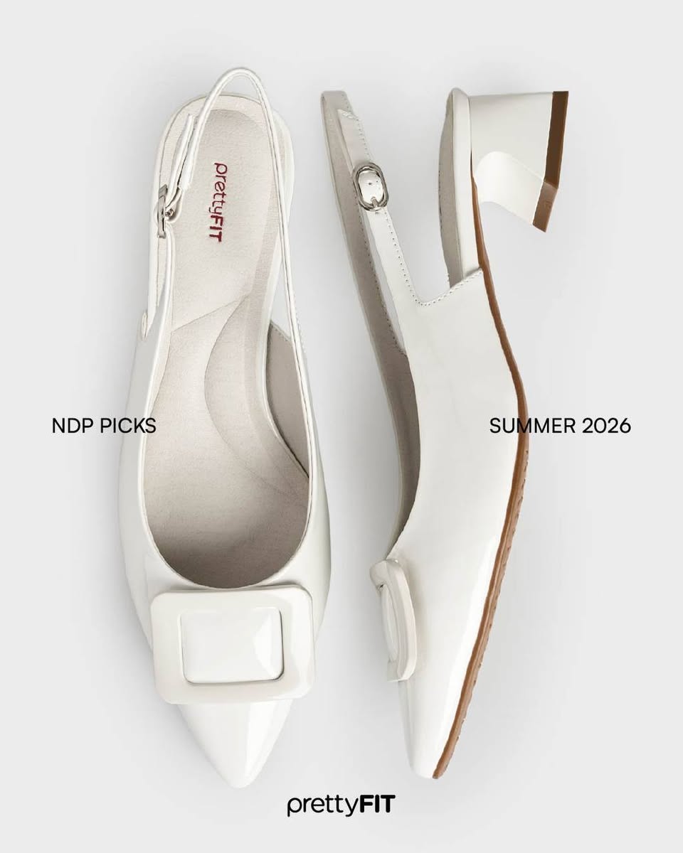 prettyFIT white pointed-toe slingback heels