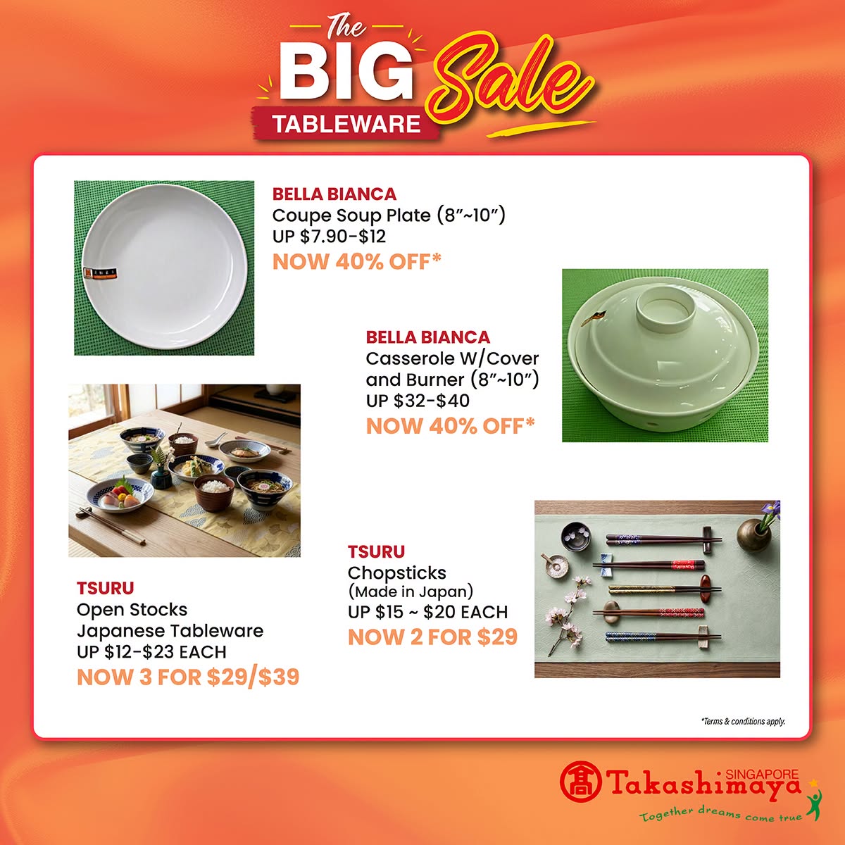 Bella Bianca and Tsuru tableware promotions at Takashimaya