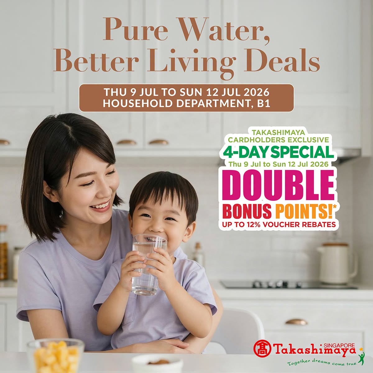 Water Purifier Deals at Takashimaya: Double Bonus Points 9-12 Jul 2026