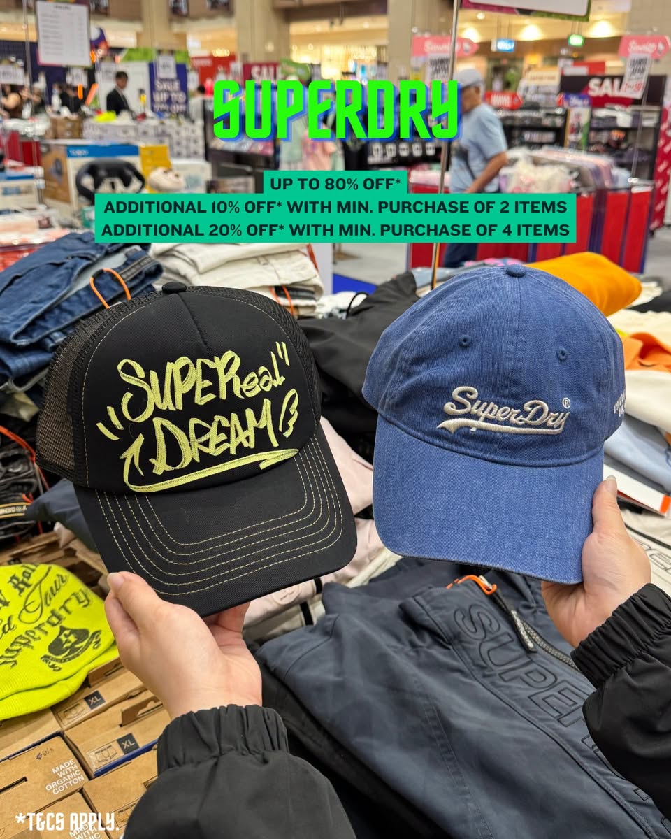 Superdry caps and apparel at Vogue & Sports