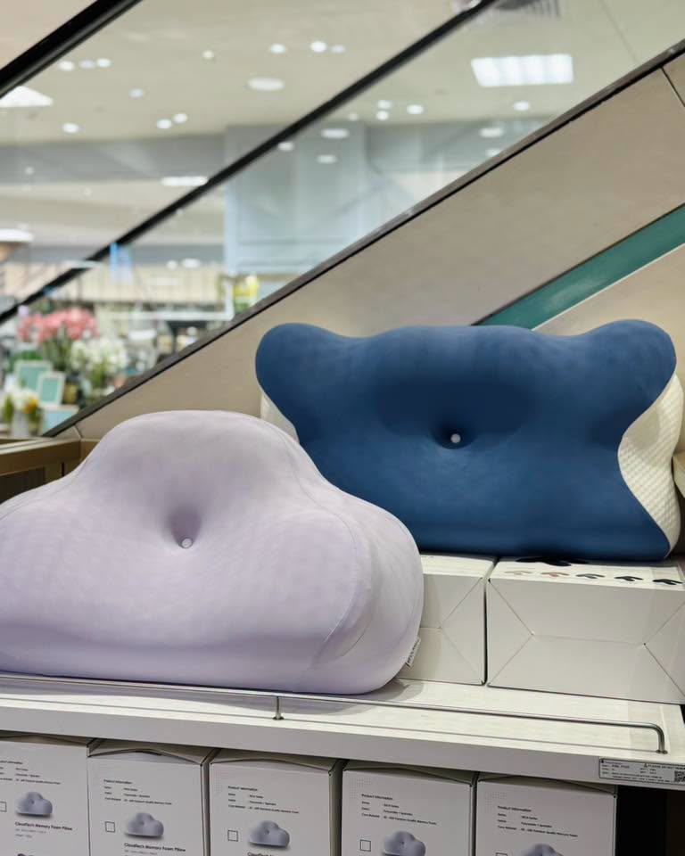 Clouds Memory Foam Pillows in lavender and blue