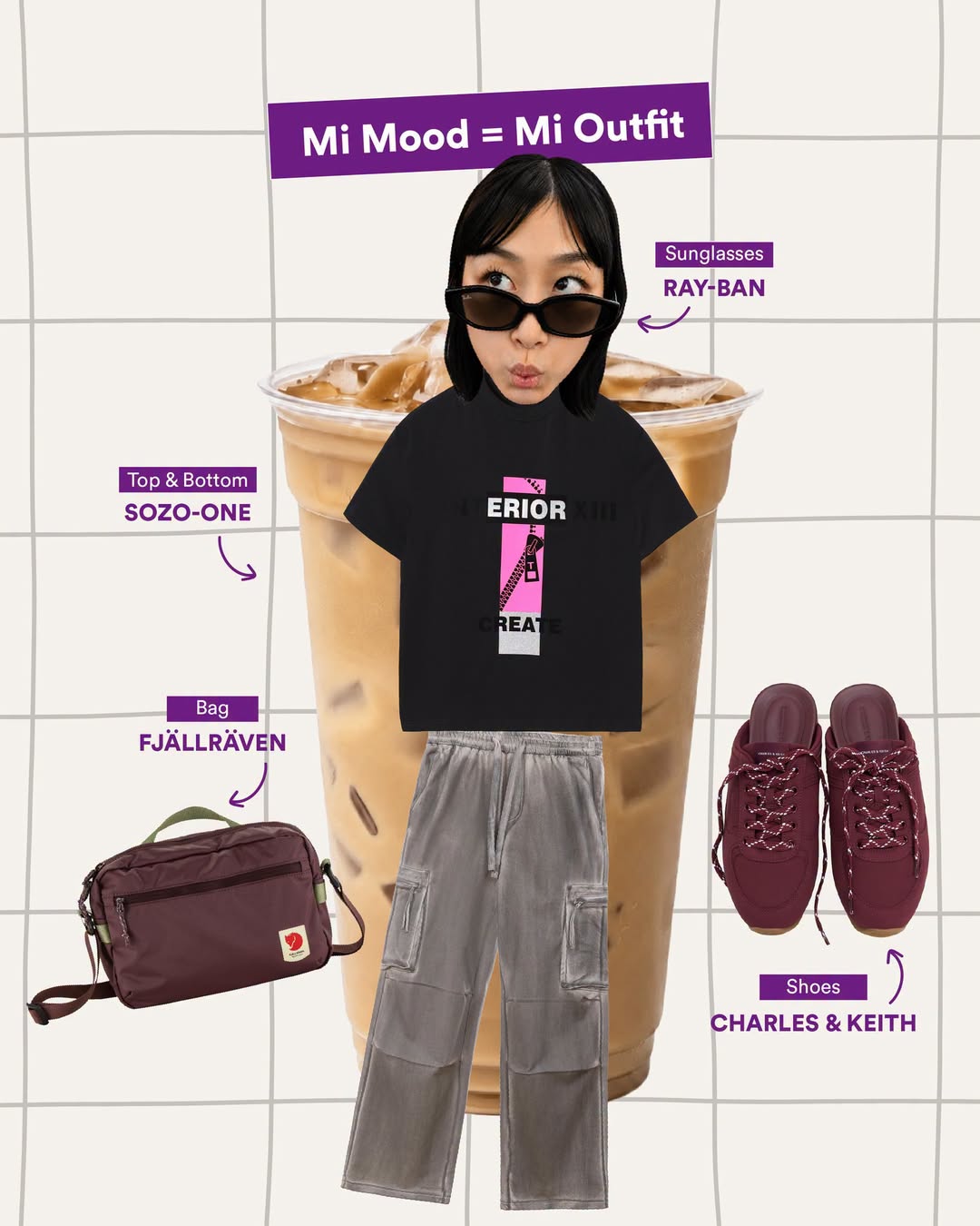 Main character outfit featuring SOZO-ONE, Ray-Ban, FJALLRAVEN, and CHARLES & KEITH at 313@somerset