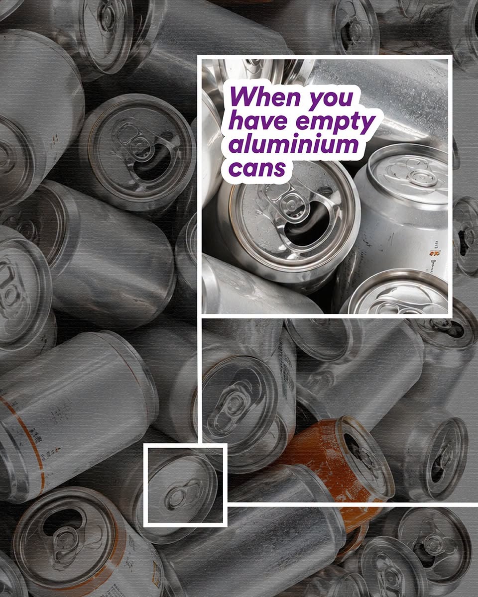 Empty aluminium cans for recycling at 313@somerset