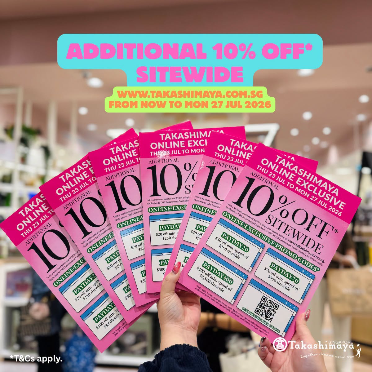 Takashimaya online exclusive promo codes and Payday vouchers