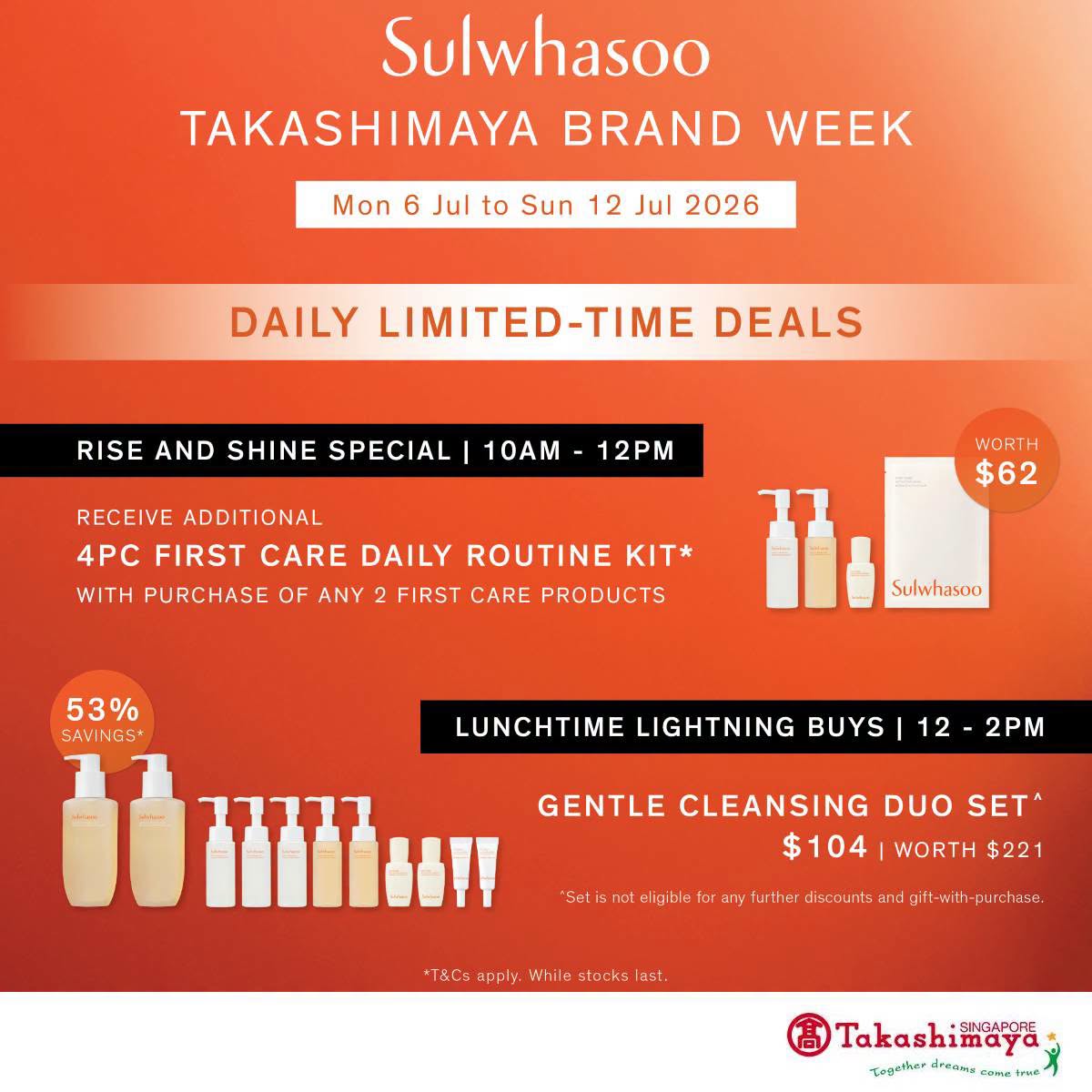 Sulwhasoo Rise and Shine and Lunchtime Lightning Buys at Takashimaya