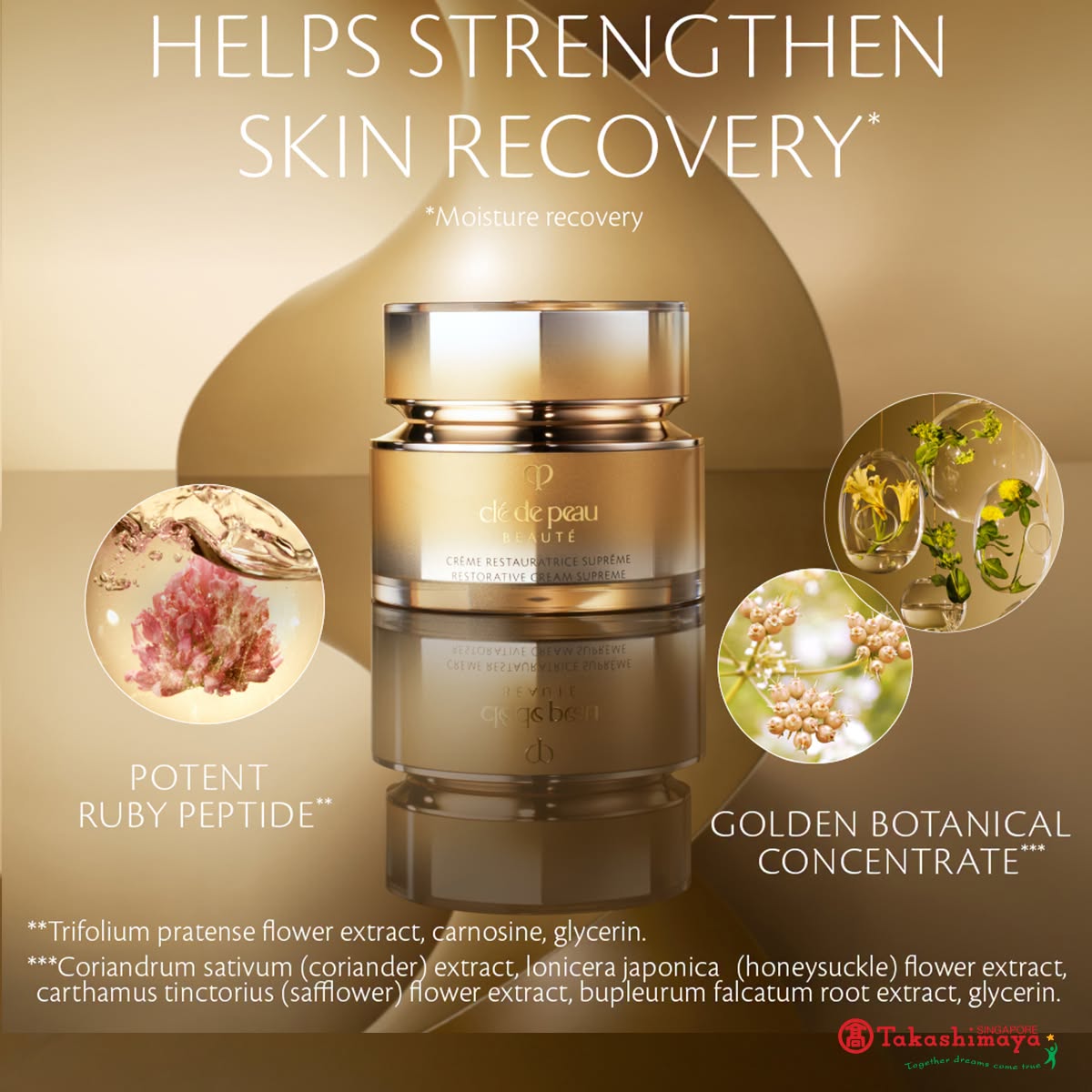 Clé de Peau Beauté Crème Restauratrice Suprême jar with ingredient details