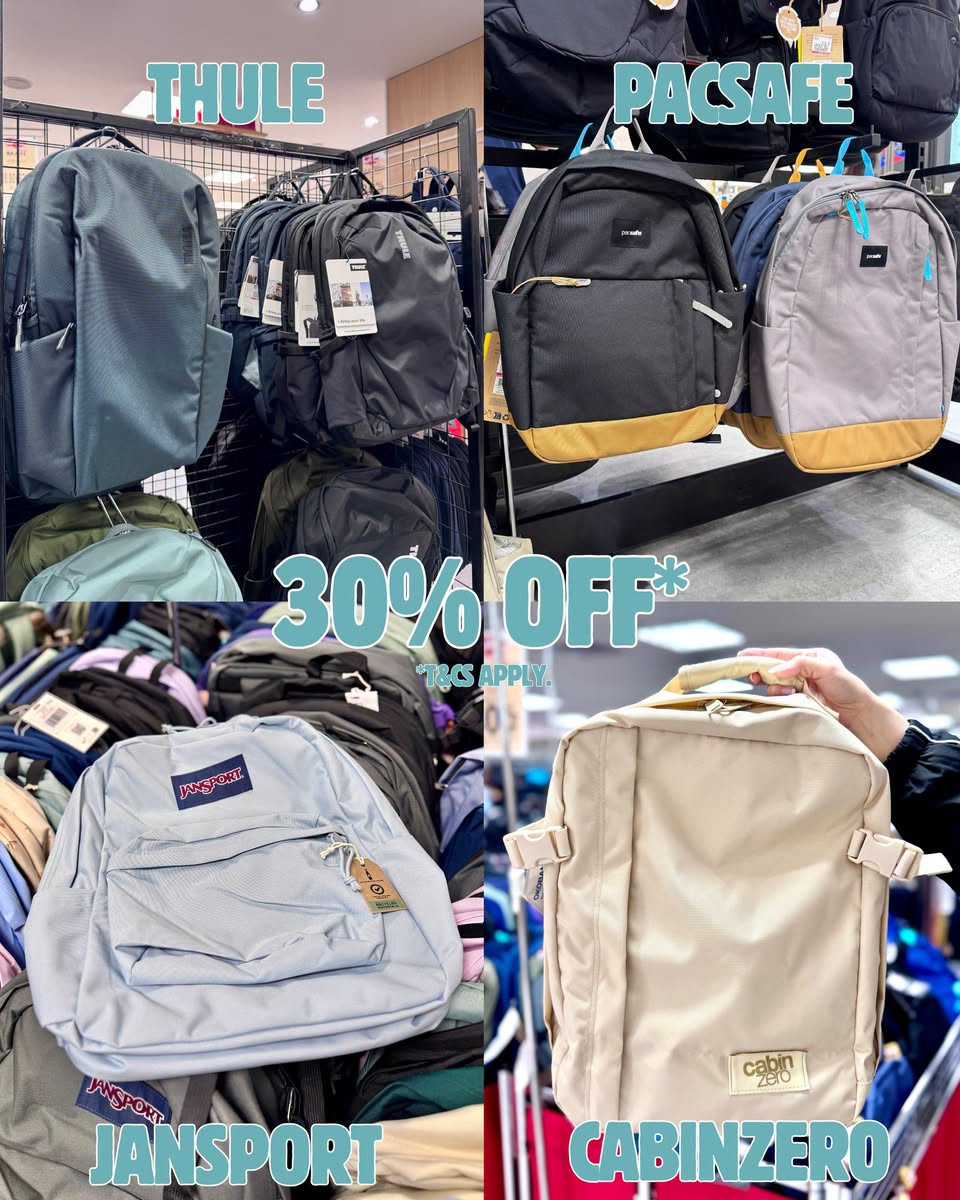 Backpacks from Thule, Pacsafe, Jansport, and Cabinzero