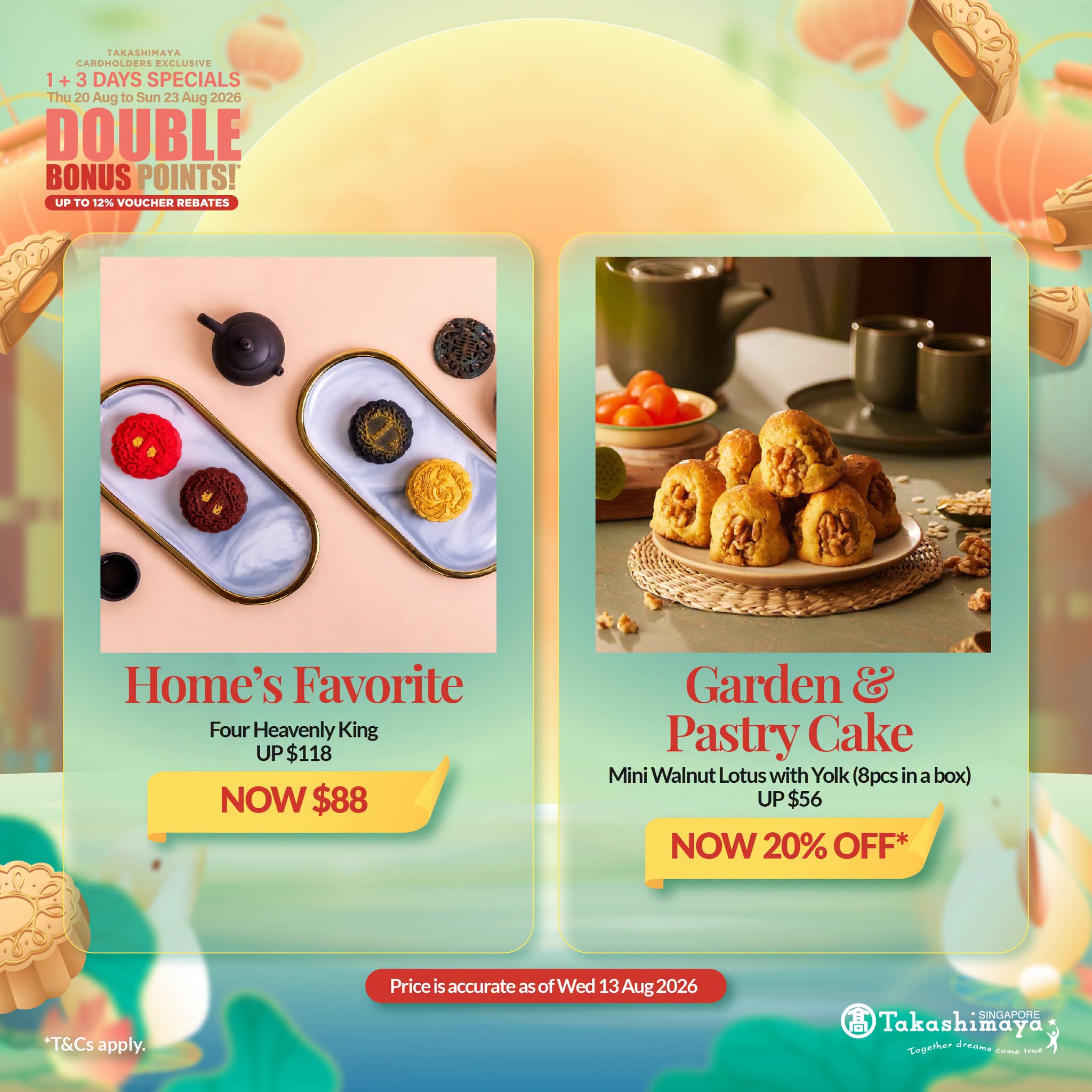 Home's Favorite and Garden and Pastry Cake mooncake deals at Takashimaya