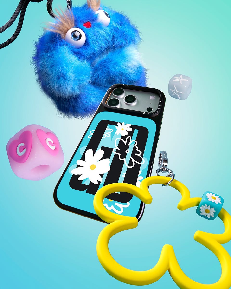 CASETiFY PLAYSET phone case with daisy design and charm accessories