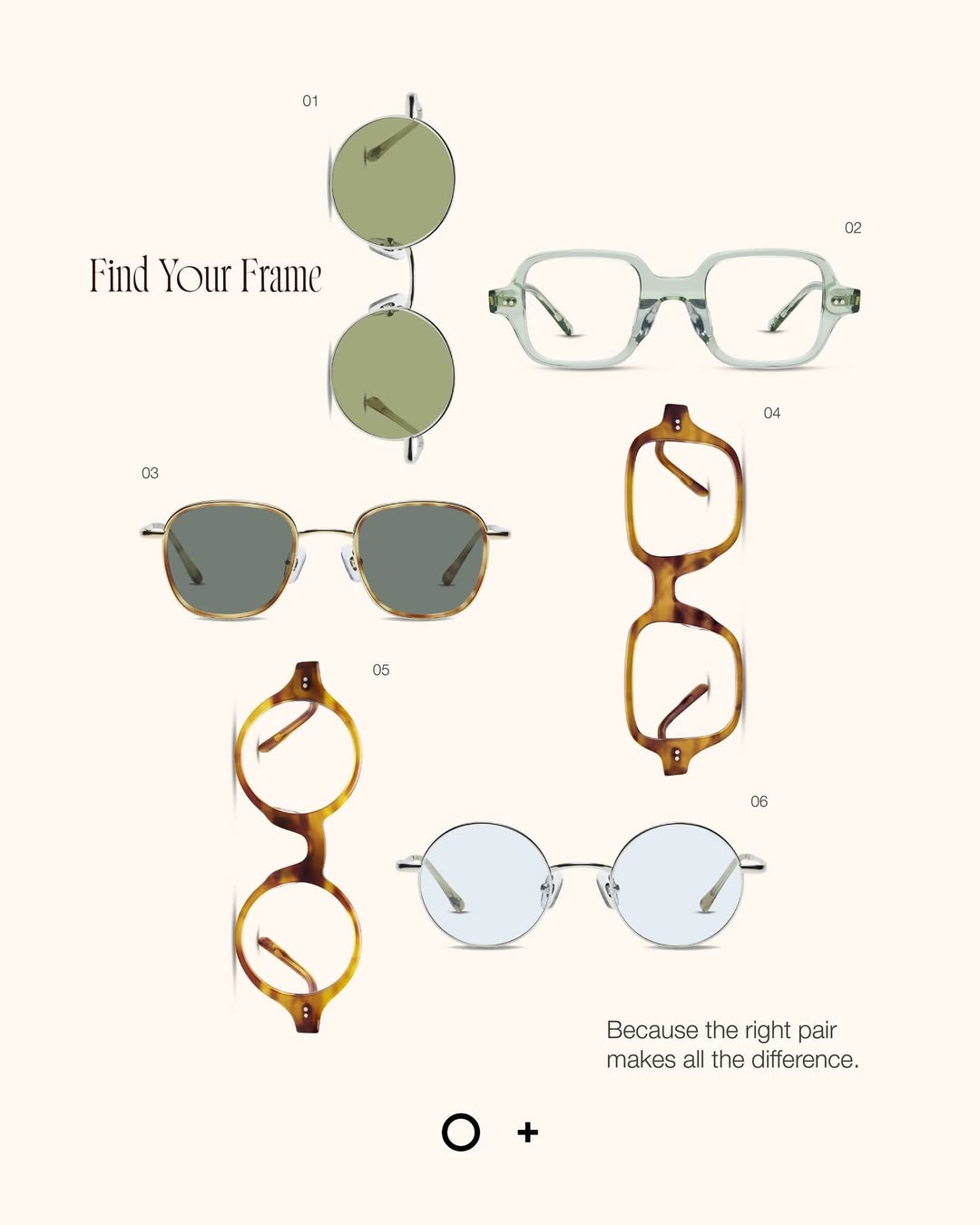 O+ eyewear frames at Mandarin Gallery