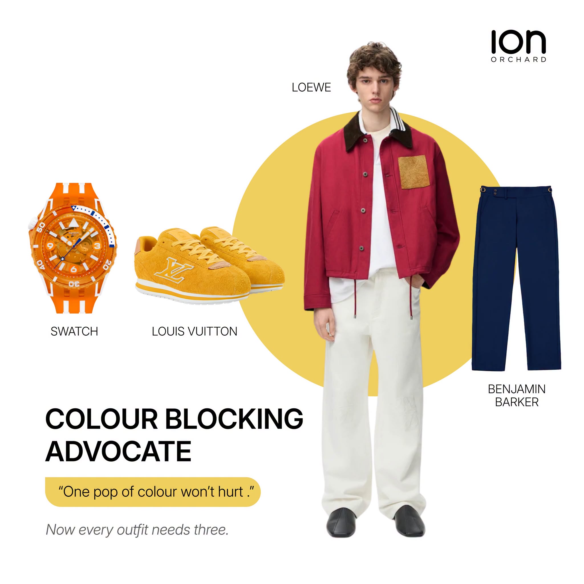 Colour blocking fashion at ION Orchard