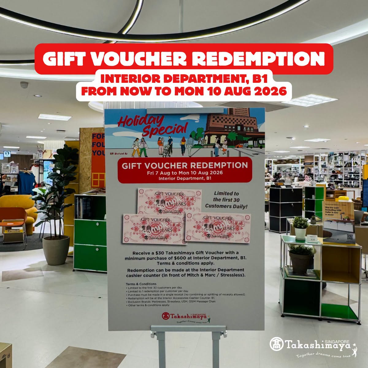 Takashimaya gift voucher promotion at Interior Department B1