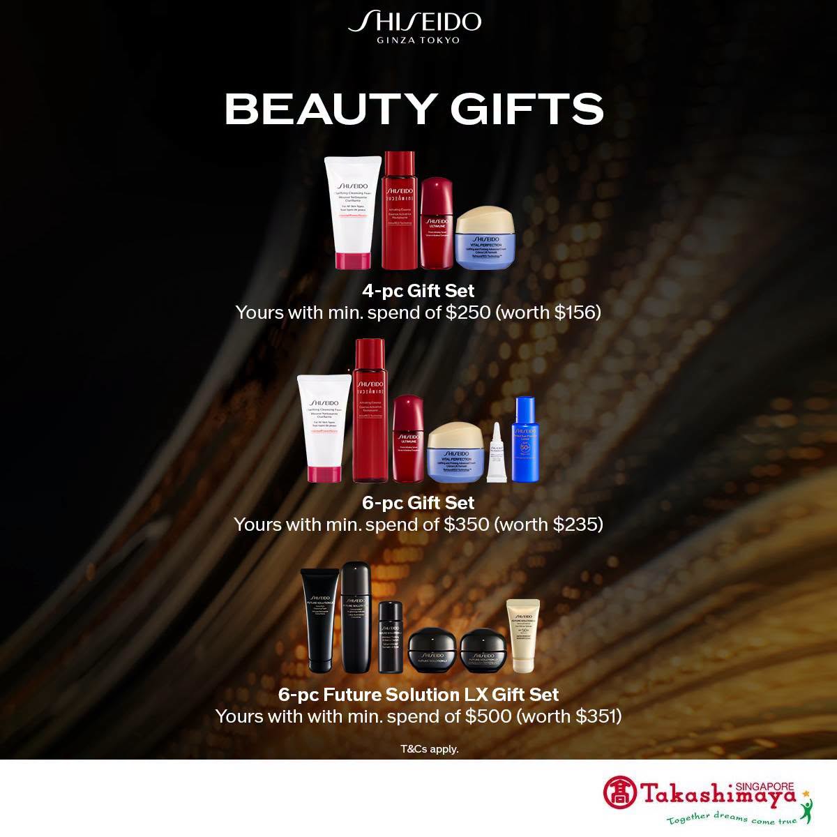 Shiseido gift sets with minimum spend at Takashimaya