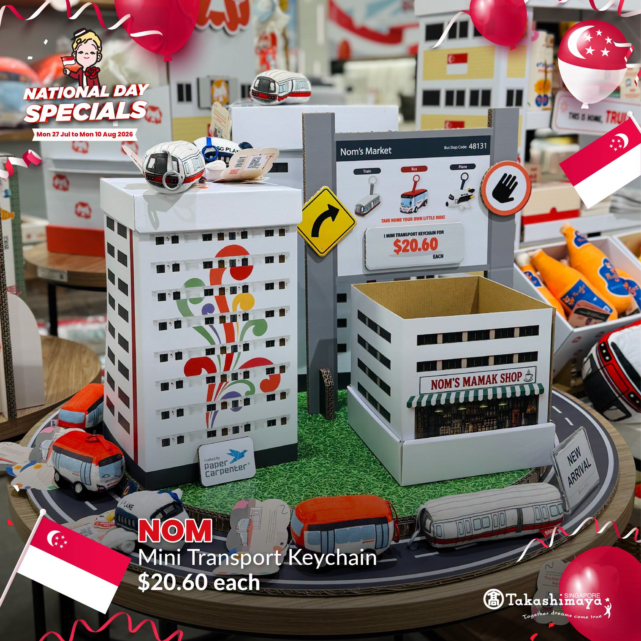 NOM's Market mini transport keychains at Takashimaya