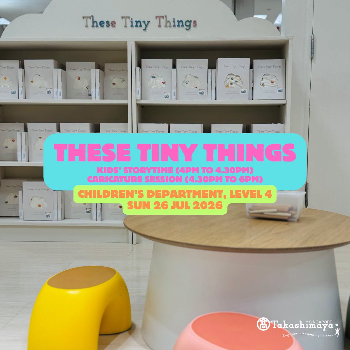 These Tiny Things storytime and caricature session at Takashimaya Children's Department