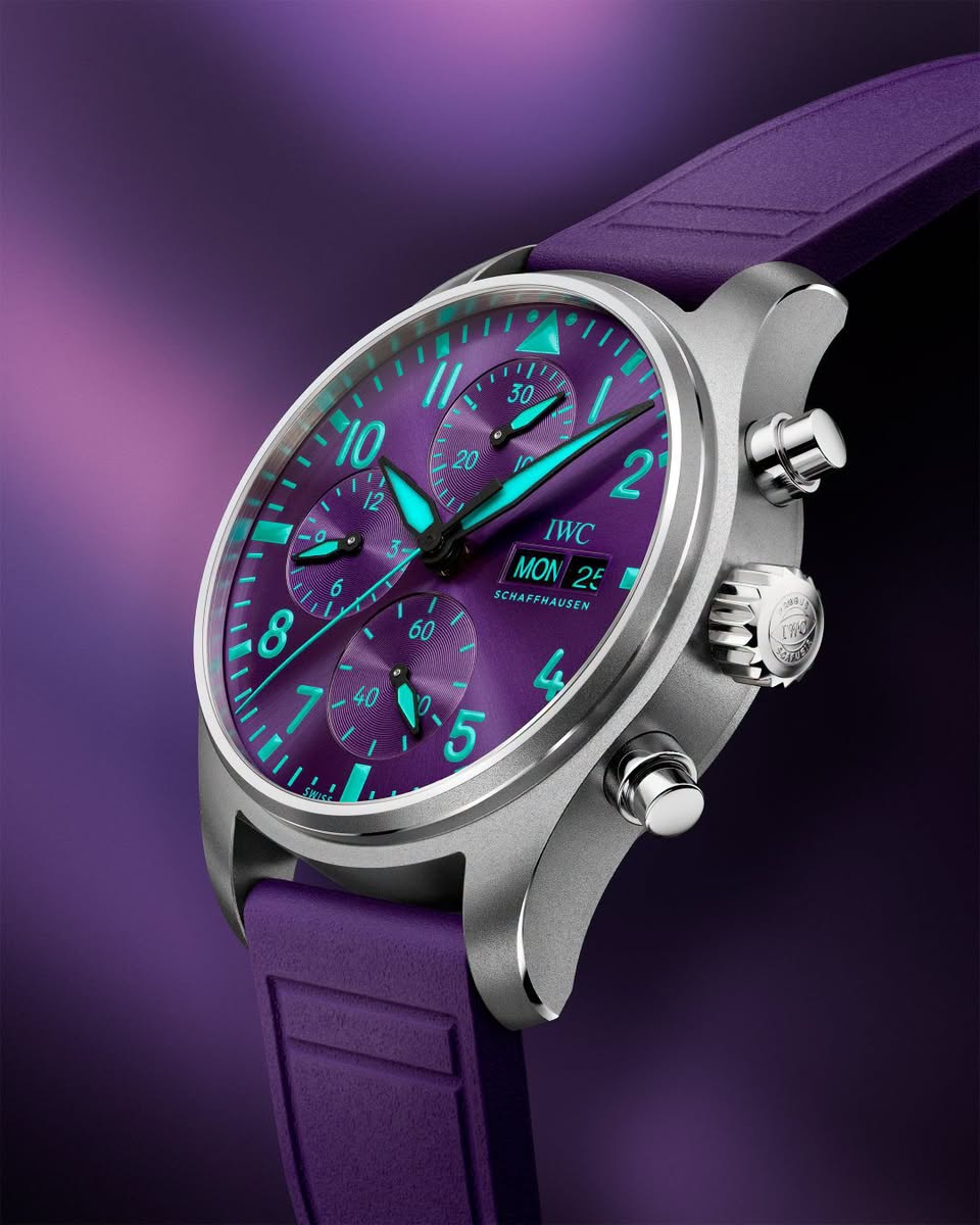 IWC Schaffhausen Pilot's Watch Chronograph 41 with purple dial