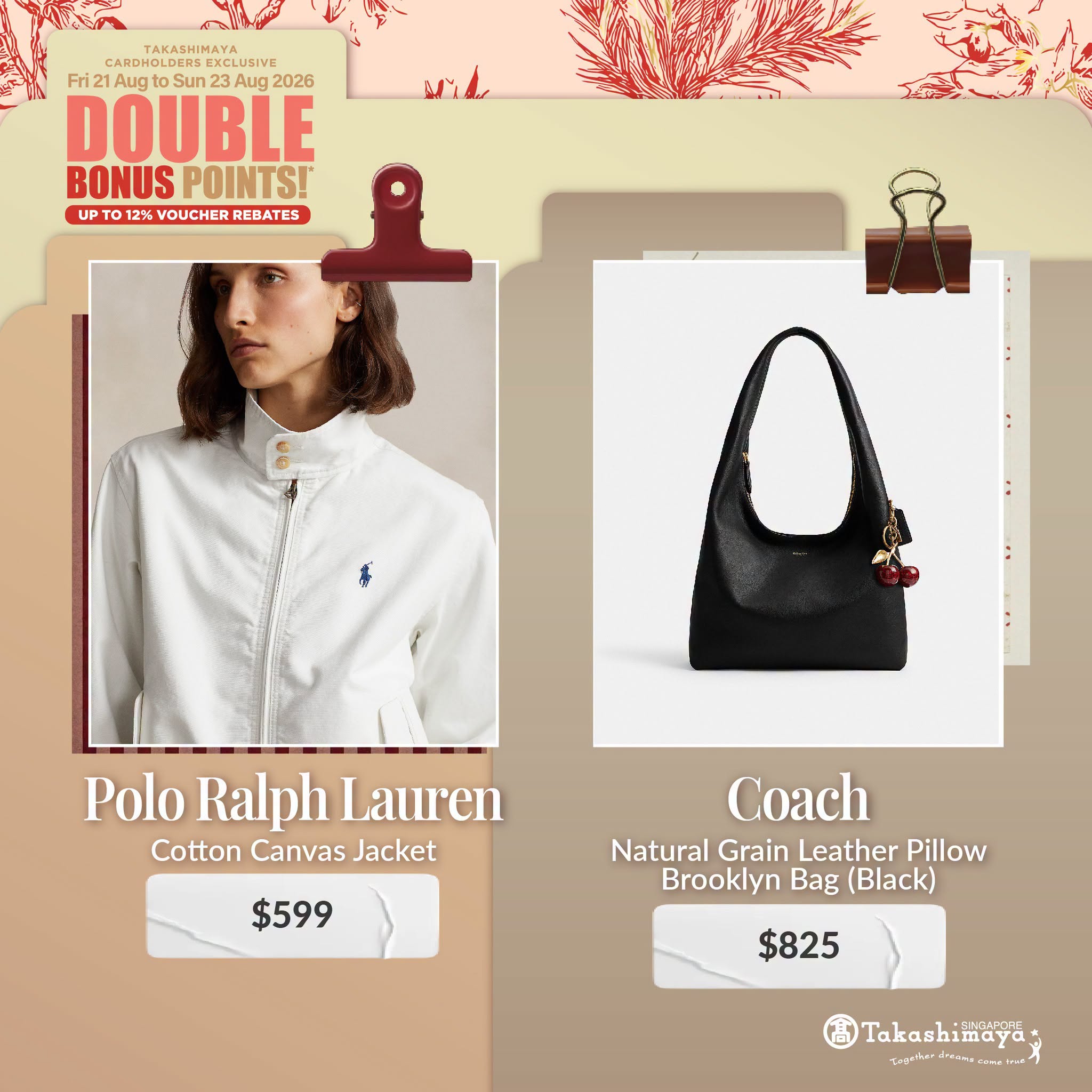 Polo Ralph Lauren Cotton Canvas Jacket and Coach Brooklyn Bag at Takashimaya