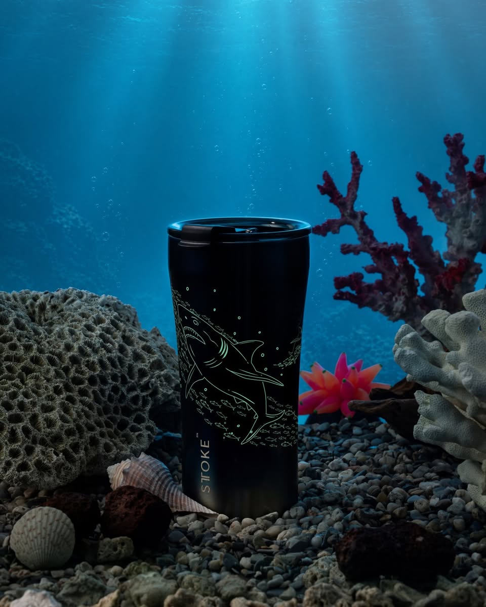 STTOKE Ocean Series mug with shark silhouette