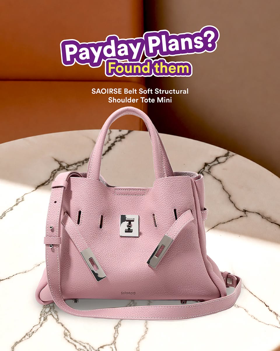 Saoirse Belt Soft Structural Shoulder Tote Mini in pink