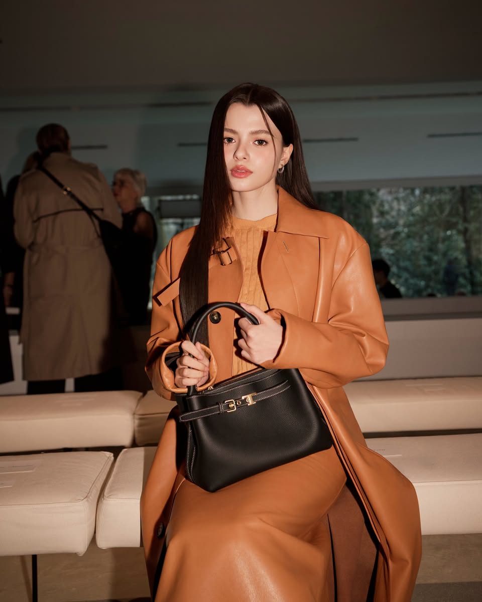 Tod's leather trench coat and matching skirt look from the Italian Signature collection